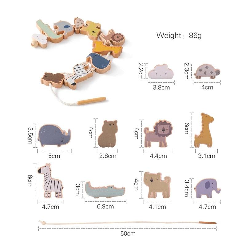 animal threading toy sizes