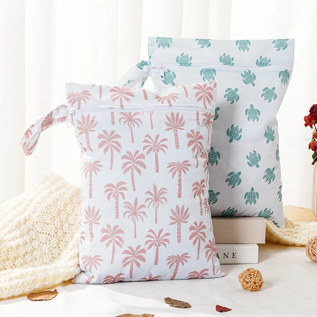 white palm trees and turtles wet bags
